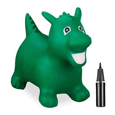 Afbeelding van Relaxdays springdier draak skippydier dino skippybal dier bpa vrij tot 80 kg groen