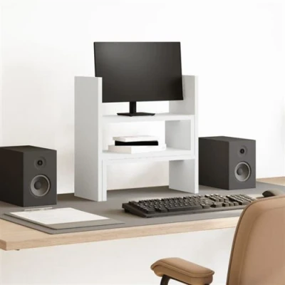Image de vidaXL Organisateur de bureau réglable blanc bois d&#039;ingénierie854760