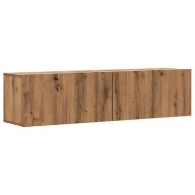 Image de vidaXL Meuble TV mural chêne artisanal 120x30x30 cm bois d&#039;ingénierie856021