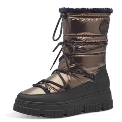 Afbeelding van s.Oliver Dames Kanten Enkellaarzen 5 26401 43 Sneeuwlaarzen Dames, brons