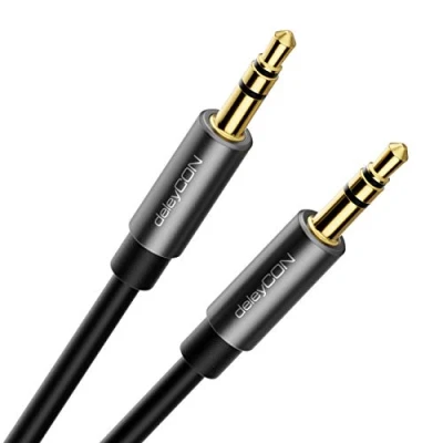 Afbeelding van deleyCON 3,0 m jack audio stereo AUX kabel 3,5 mm jackkabel audiokabel metalen stekker mobiele telefoon smartphone tablet hoofdtelefoon hifi ontvanger (extra dun en flexibel)
