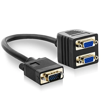 Afbeelding van deleyCON S VGA Kabel Y Adapter 2x connector Eén signaal met 2 monitoren Zwart
