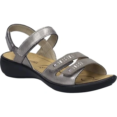 Afbeelding van Josef Seibel Ibiza Sandalen met sleehak, Dames, Maat: 39, Platin Leer