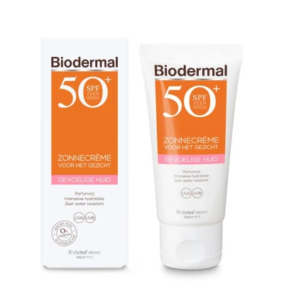 Afbeelding van Biodermal Zon Zonnecrème Voor Het Gezicht SPF50+ Gevoelige Huid 50ml