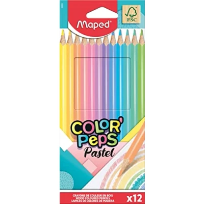 Afbeelding van Maped Kleurpotlood Color&#039;peps Pastel, 12 Potloden In Een Kartonnen Etui