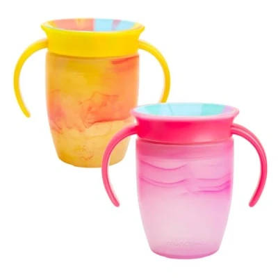 Afbeelding van Munchkin Miracle 360 6+ maanden 7oz Baby Sippy Cups (2 stuks) Trainer Cup, Spill Free, Vaatwasserveilige Waterfles met Easy Grip Handles (Roze/Geel)
