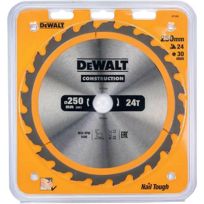 Afbeelding van DeWALT Cirkelzaagblad voor Hout Construction Ø 250mm Asgat 30mm 24T DT1956 QZ