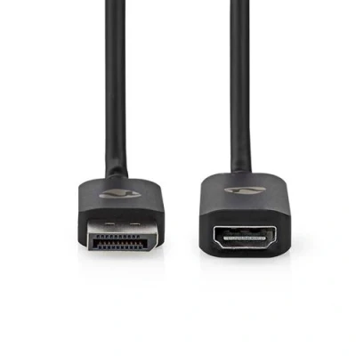 Image de Nedis Câble adaptateur DisplayPort mâle pour HDMI femelle 20 cm noir rond, support 8K30Hz