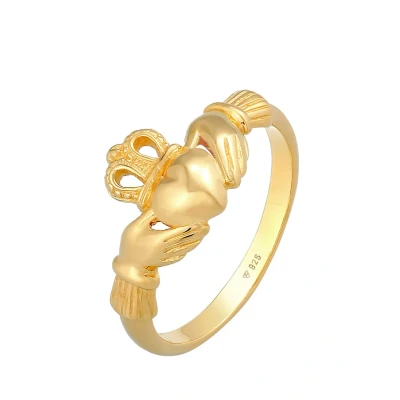 Afbeelding van Elli Heart Crown Ring goldcoloured, Dames, Maat: 54, Gold coloured