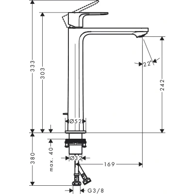 Afbeelding van Hansgrohe Rebris S 1 greeps wastafelmengkraan 240 CoolStart EcoSmart+