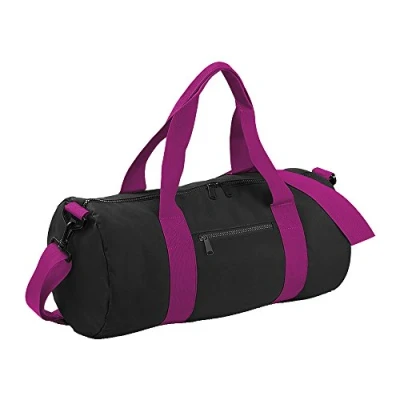 Afbeelding van Bagbase Gewoon Varsity Barrel / Duffle Bag (20 Liter) (Zwart/Fuchia)