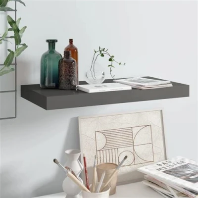 Afbeelding van Wandschap zwevend 50x23x3,8 cm MDF hoogglans grijs