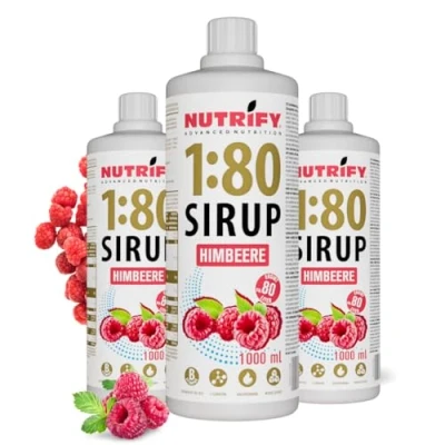 Afbeelding van NUTRIFY Vital Fitness Drink 1:80 Siroop 3 x 1 liter geconcentreerde drank framboos, vitaminen en L carnitine zonder suiker, product 240 sportdrank, caloriearm,
