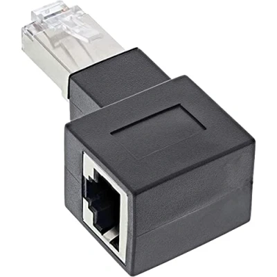 Afbeelding van STP CAT6a 10 Gigabit RJ45 haakse adapter haaks naar rechts / zwart