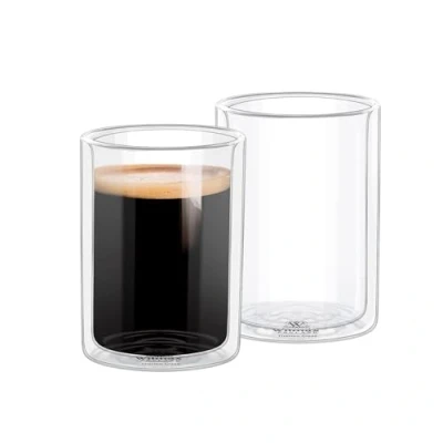 Afbeelding van Wilmax Set van 2 dubbelwandige thermoglazen voor water, thee, koffie, cocktails, thee en koffieglazen, glazen warme koude dranken, vaatwasmachinebestendig, 400 ml