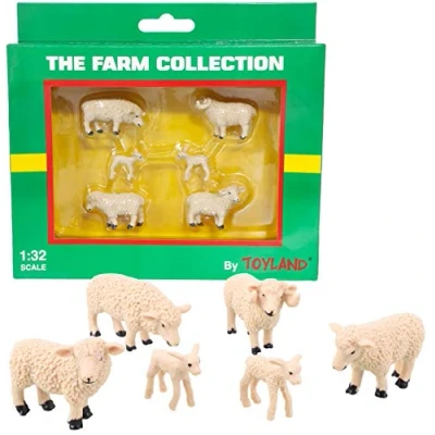 Afbeelding van Toyland® Set van 6 Schapen en Lamsdierfiguren in schaal 1:32 Boerderijcollectie Verzamelfiguren