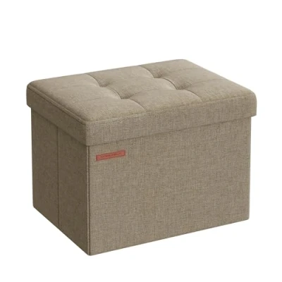 Afbeelding van SONGMICS LSF102K01 Opbergdoos, opvouwbaar, 31 x 41 cm, voetensteun, bank met opbergruimte, belastbaar tot 130 kg, woonkamer, slaapbank, lichttaupe