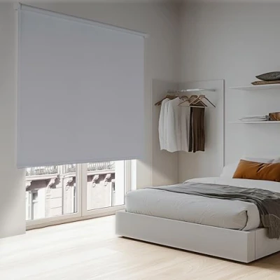 Afbeelding van Verduisteringsrolgordijn met verduisterende stof voor slaapkamer STORESDECO wit 200x250cm