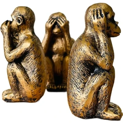 Afbeelding van CDXHOME Set van 3 standbeelden wijsheid hoor geen kwaad, zie spreek kwaad Decoratieve harsfiguren voor thuis en op kantoor Decoratie
