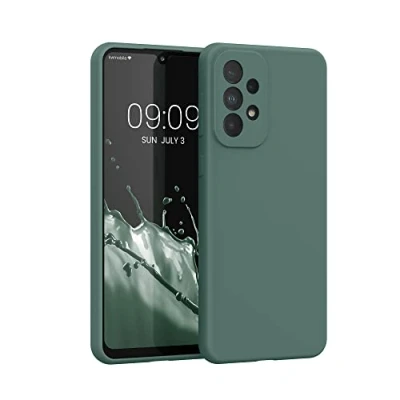 Afbeelding van kwmobile telefoonhoesje geschikt voor Samsung Galaxy A33 5G Hoesje met siliconen coating Smartphone case in blauwgroen