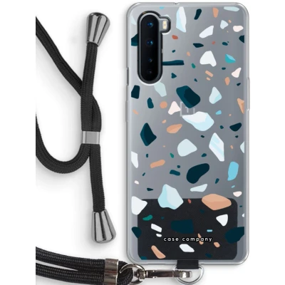 Afbeelding van Case Company® hoesje met Koord geschikt voor OnePlus Nord Terrazzo N13 Telefoonhoesje Zwart Bescherming aan alle Kanten en Over de Schermrand