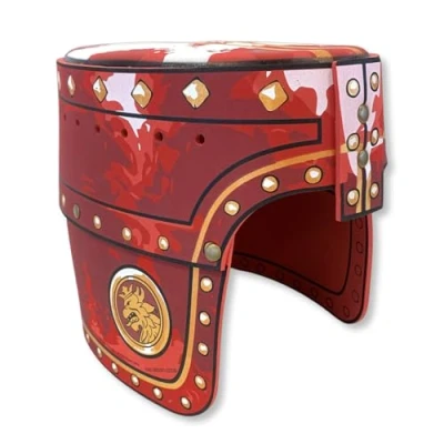 Afbeelding van Liontouch Edele Ridderhelm, rood Middeleeuws schuimspeelgoed voor kinderen met gouden leeuwenthema Vechtpantser rollenspellen en verkleedpartijen peuters