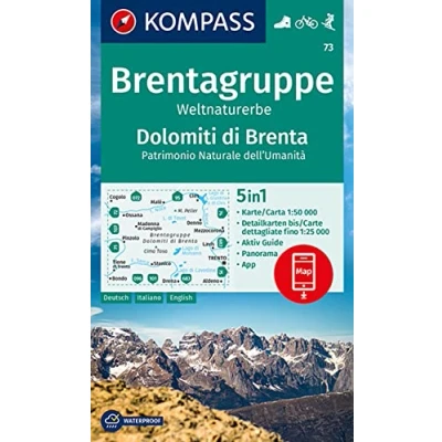 Afbeelding van KOMPASS WK 73 Wandelkaart Brentagruppe, Weltnaturerbe, Dolomiti di Brenta 1:50.000
