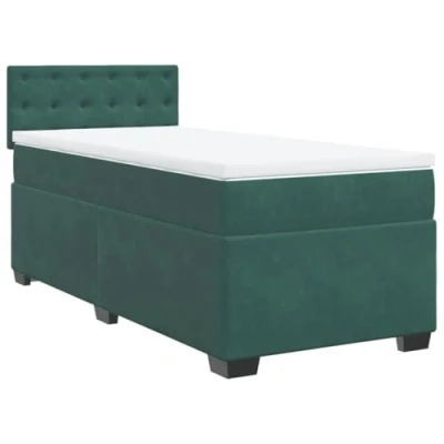 Afbeelding van vidaXL Boxspring met matras fluweel donkergroen 100x200 cm