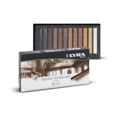 Afbeelding van LYRA Set van 12 pastelkleuren &quot;bruine tinten&quot; in kartonnen doos