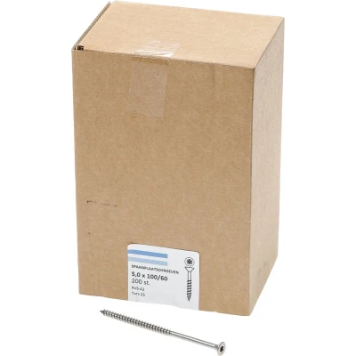 Afbeelding van Spaanplaatschroef RVS platverzonken kop TX25 deeldraad 5.0X100/60 (per 200 stuks)