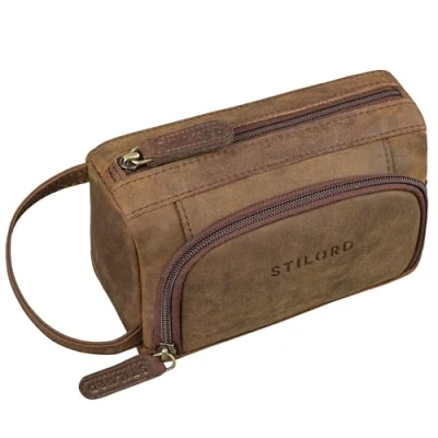 Afbeelding van STILORD Tony Vintage lederen etui grote maat met ritssluiting Astuccio Pelle pennenetui 2 vakken echt leer capaciteit, zamora