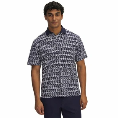 Afbeelding van Under Armour Heren Playoff Golfpolo 3.0 Printed Navy Wit