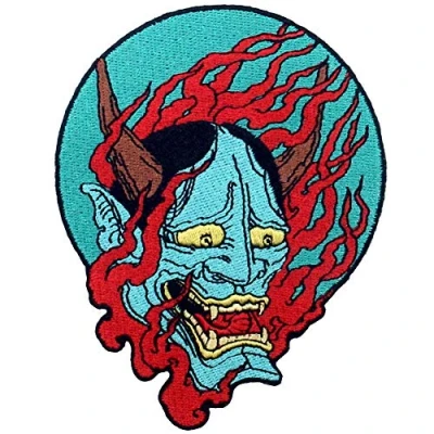 Afbeelding van Samurai Hannya oni geborduurde patch om op te strijken of naaien