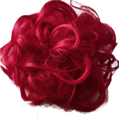 Afbeelding van Prettyshop G28E Scrunchie haarverlenging voor bruiloften, volumineuze krullen, slordig, maat XL, rood