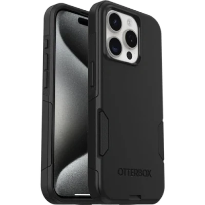 Image de OtterBox Commuter Series Coque de protection pour téléphone portable compatibilité avec MagSafe polycarbonate, caoutchouc synthétique noir Apple iPhone 15 Pro