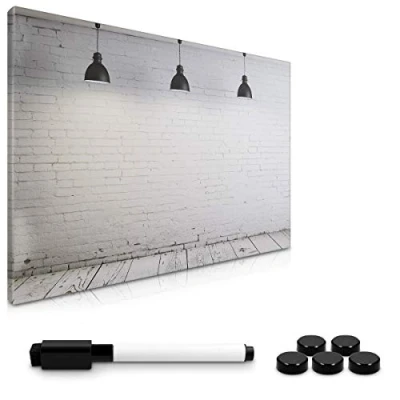 Afbeelding van Navaris magnetisch whiteboard Met stift 40 x 60 cm magneetbord Uitwisbaar marker, magneten en montageset Om op te hangen Industrieel