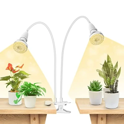 Afbeelding van SANSI Full spectrum kweeklamp voor kamerplanten met 2 vervangbare kweeklampen, 20 W, clip on ledkweeklamp het cultiveren van vetplanten, kiemplanten en orchideeën.