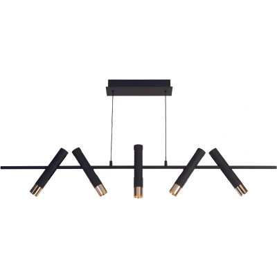 Afbeelding van Cilinder hanglamp, zwart/ogld, metaal, 120 cm lang