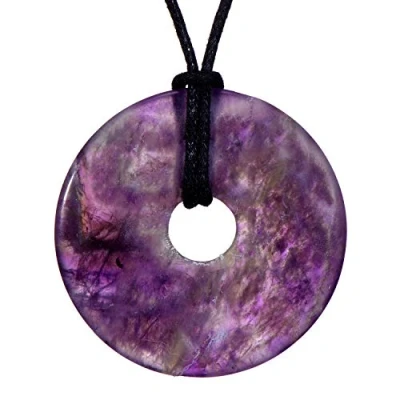 Afbeelding van Morella dames ketting 80 cm met donut edelsteen amethist in sieradenzakje