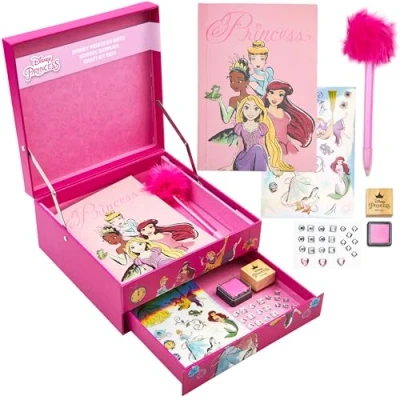 Afbeelding van Disney Scrapbooking set voor kinderen, schrijfwaren, fantasie, notitieboek, pen, strass, stickers, cadeau idee Stitch (roze prinses)
