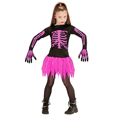 Afbeelding van &quot;Verkleedkostuum Skelet roze voor meisjes Halloween Kinderkostuums 110/122&quot;