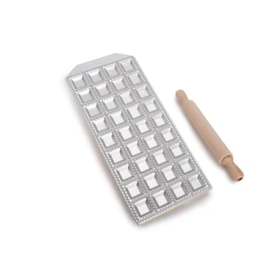 Afbeelding van Imperia Raviolamp Klassieke lijn. ravioli vorm gemaakt in Italië, accessoires voor pastamachine, keukenaccessoires verse deegwaren. Met deegroller