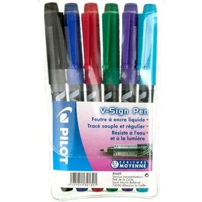 Afbeelding van PILOT V Sign Pen, 6 stuks in blister