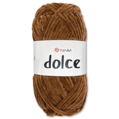 Afbeelding van Frida&#039;s Wollhaus YarnArt Dolce Bolletje Chenille breiwol, haak en amigurumi garen, 100 g, 64 kleuren, 791 middenbruin