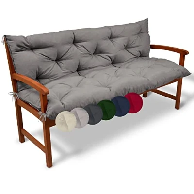 Afbeelding van Beautissu Tuinbank kussen Flair BR kussens voor tuinmeubelen 100 x 50 cm licht grijs zitkussen en rugkussen