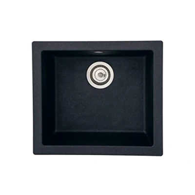 Afbeelding van Opbouwspoelbak Ohio 50 x 44 cm zwart spoelbak keuken gootsteen Zwarte inbouw wasbak