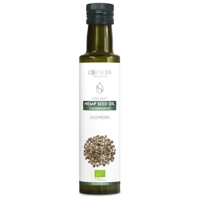 Image de Essences Bulgaria Huile de Graines Chanvre Biologique 250 ml Pressée à Froid 100% Naturelle Qualité Extra Premium Riche en Omégas Sauces Salades Sans Additifs ni Conservateurs