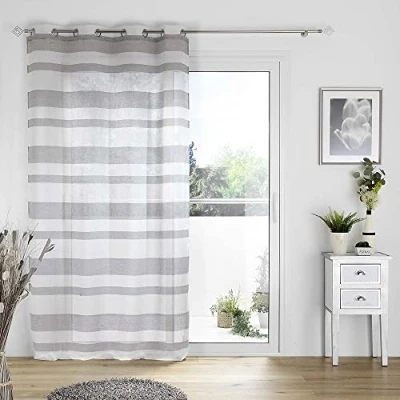 Afbeelding van Gordijn met oogjes voor woonkamer, 140 x 240 cm, wit