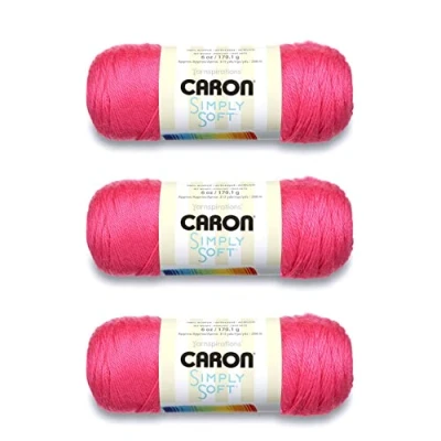 Afbeelding van Caron Simply Soft Watermelon Brites Acryl, verpakking van 3 verpakkingen 170 g, 4 medium (gekamd), 300 m