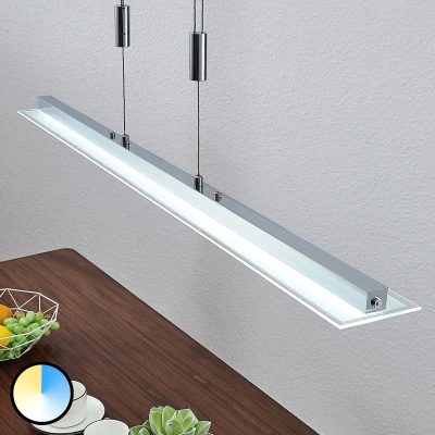 Afbeelding van Lindby Hanglampen met dimmer 1licht metaal, glas chroom, gesatineerd, helder Inclusief lichtbron